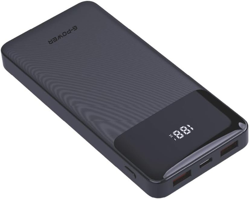 G-Power GP-PB010 LED Screen 10000mAh Power Bank - 3 Ports (2USB & Type-C) Quick Charging 22.5W - Black